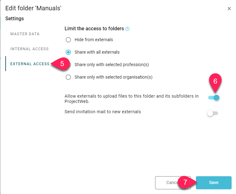 Allow external organisations to upload files in ProjectWeb